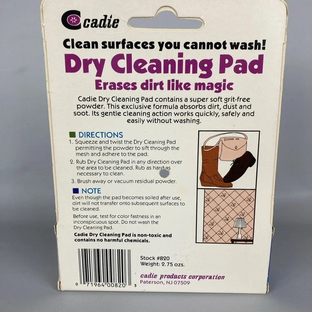 2 X Vintage Cadie Dry Cleaning Pad Erase Dirt Like Magic Furniture Clothing
